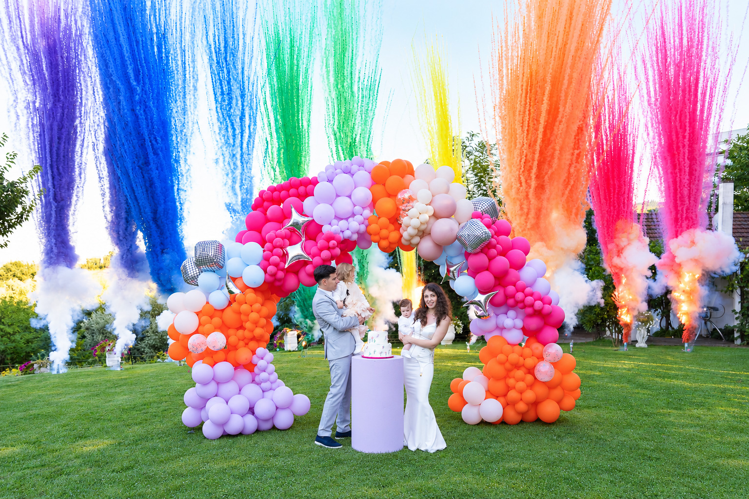 Colorful outdoor celebration decorations